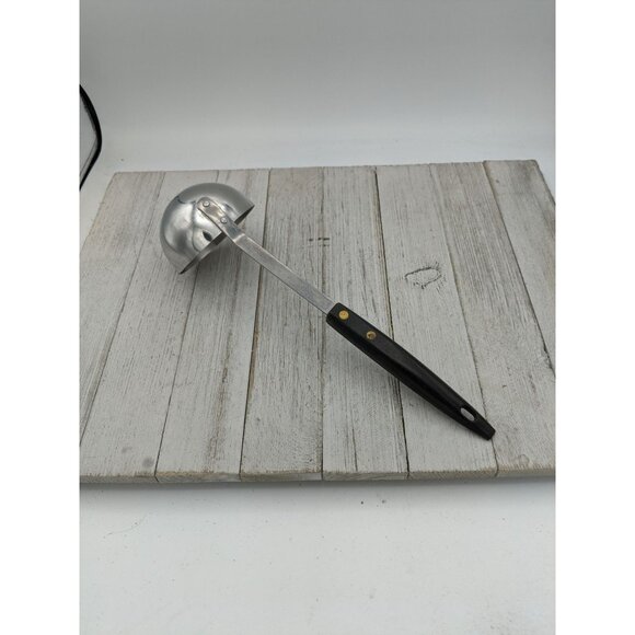 Vintage Stainless Steel USA Kitchen Ladle  11" Black Handle - Picture 4 of 7